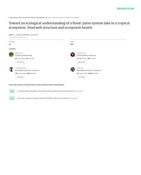 Toward an ecological understanding of a flood-pulse system lake in a tropical ecosystem: Food web structure and ecosystem health