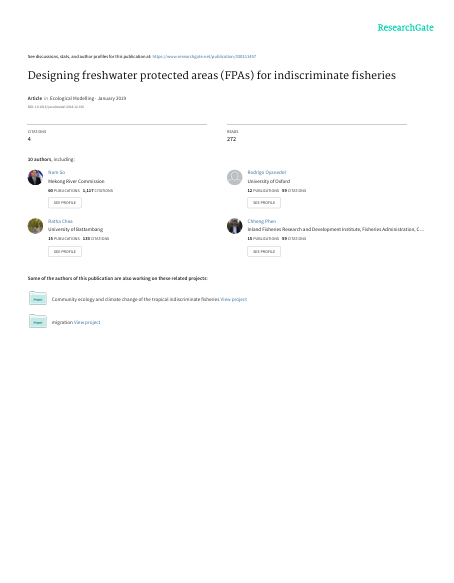 Designing freshwater protected areas (FPAs) for indiscriminate fisheries