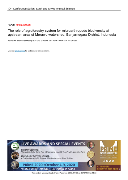 The role of agroforestry system for microarthropods biodiversity at upstream area of Merawu watershed, Banjarnegara District, Indonesia