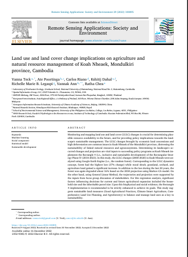 Land use and land cover change implications on agriculture and natural resource management of Koah Nheaek, Mondulkiri province, Cambodia