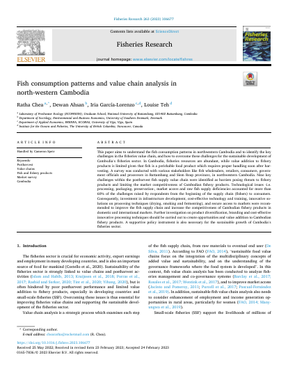 Fish consumption patterns and value chain analysis in  north-western Cambodia