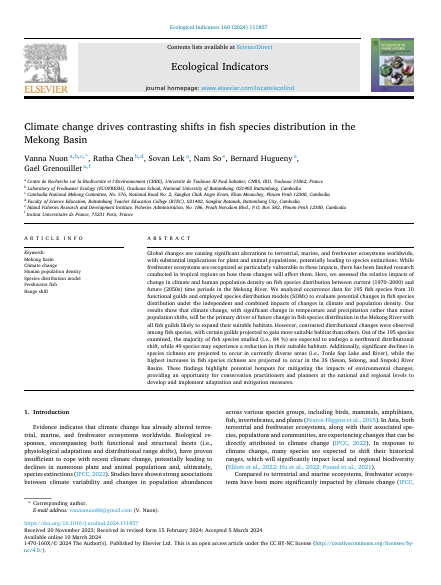 Climate change drives contrasting shifts in fish species distribution in the  Mekong Basin